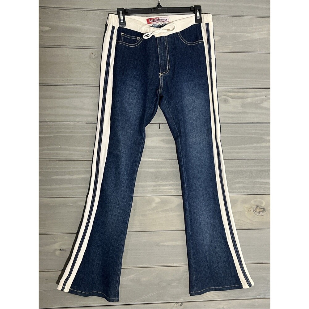 Vintage Low Rise Flare Jeans Striped Womens Juniors 11 Y2K  Lazer
